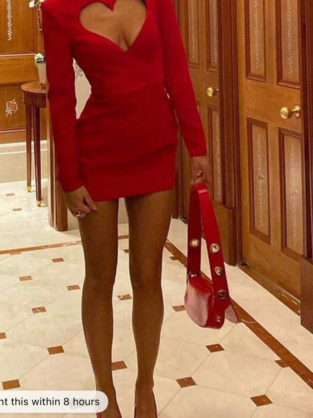 Red Long-Sleeve Heart Cutout Mini Dress - Women
